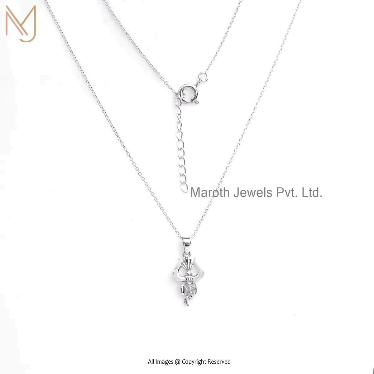 925 Silver Natural Silver Plated Trishul Pendant Custom Jewelry