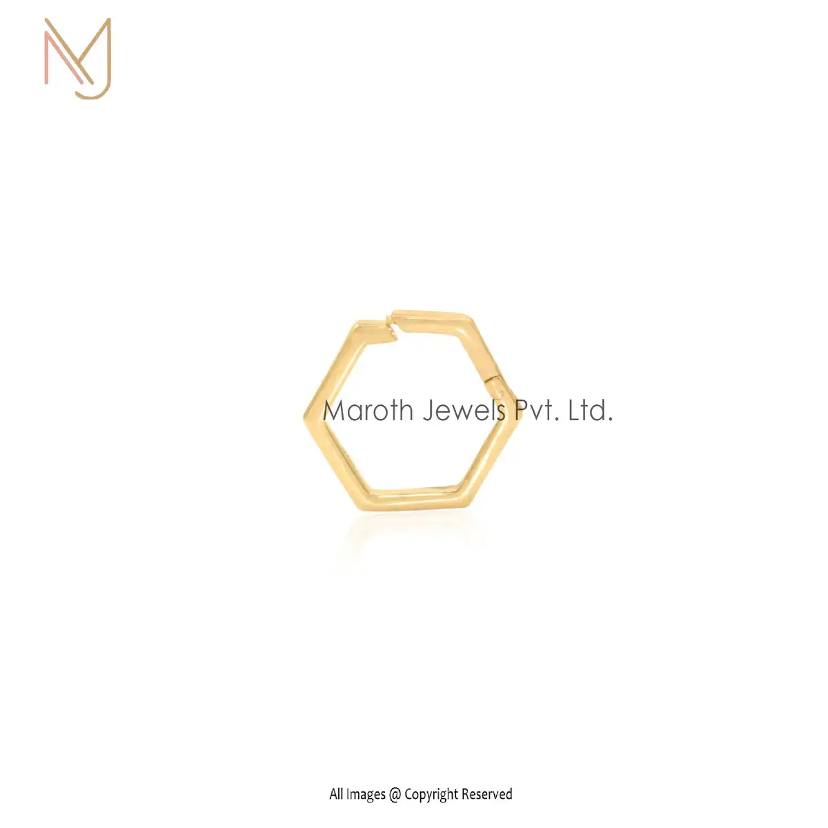 Private Label 14k White Gold Hexagon Enhancer Charm Holder Pendant