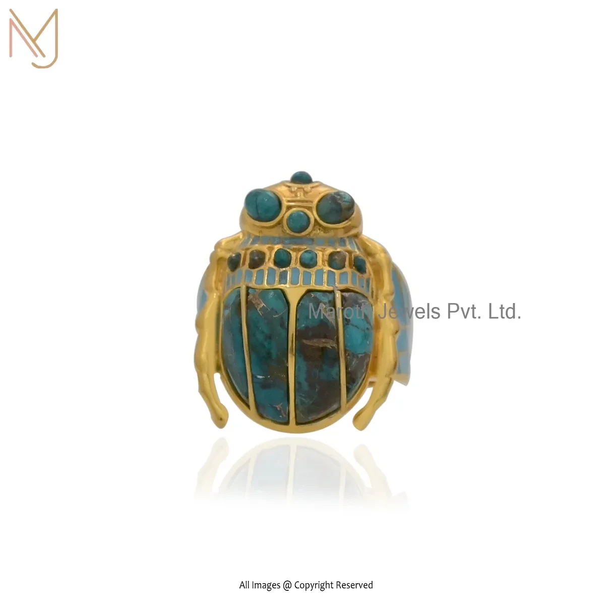 925 Silver Natural Silver Plated Lapiz Lazuli Scarab Ring Jewelry Supplier