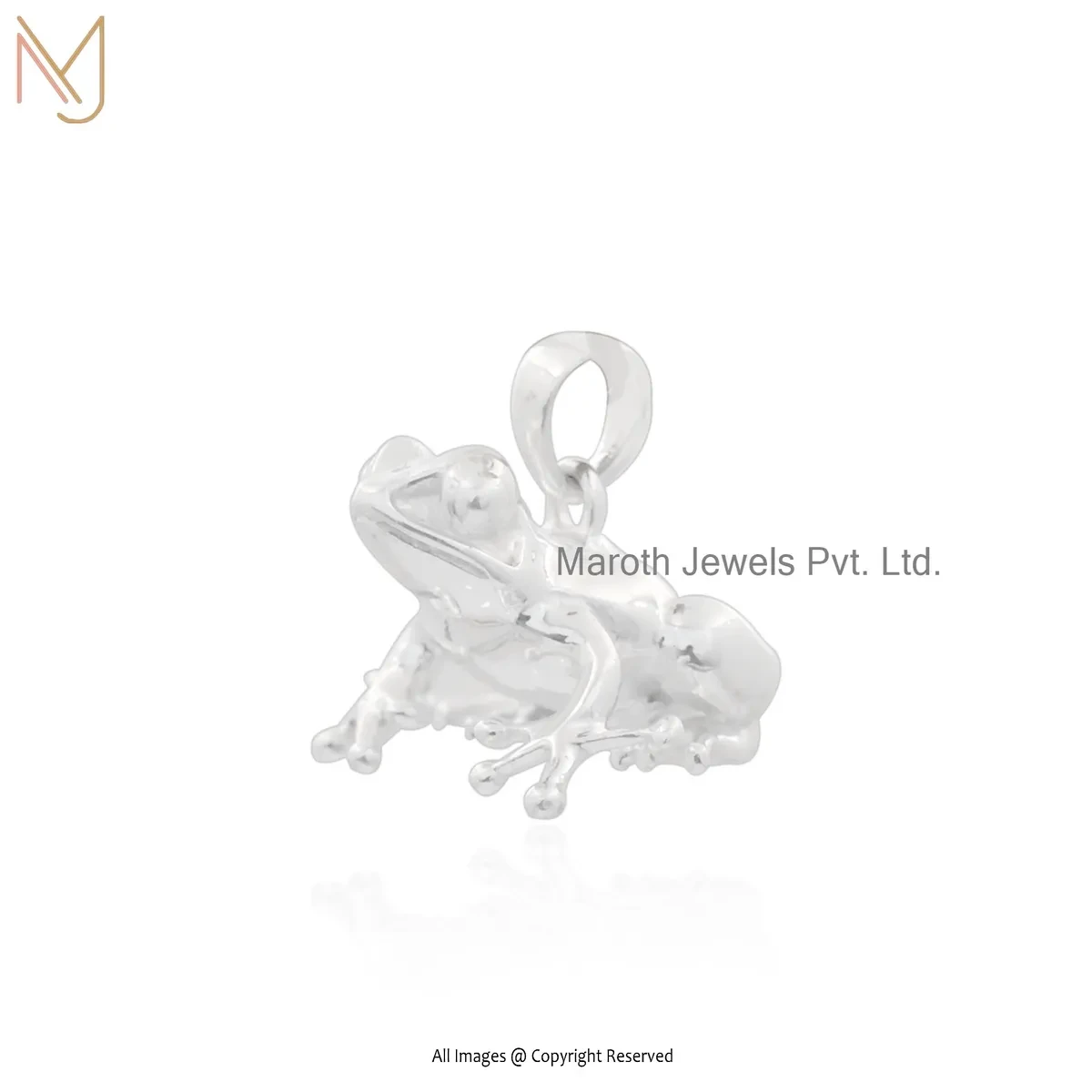 925 Silver Natural Silver Plated Frog Charm Pendant Jewelry Supplier
