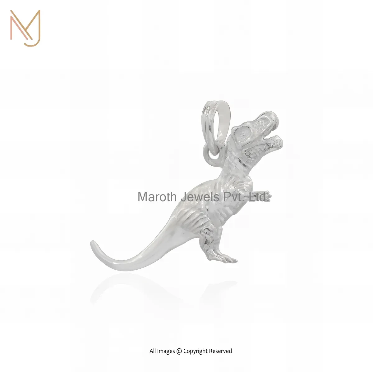 925 Silver Natural Silver Plated Dinosaur Charm Pendant Custom Jewelry