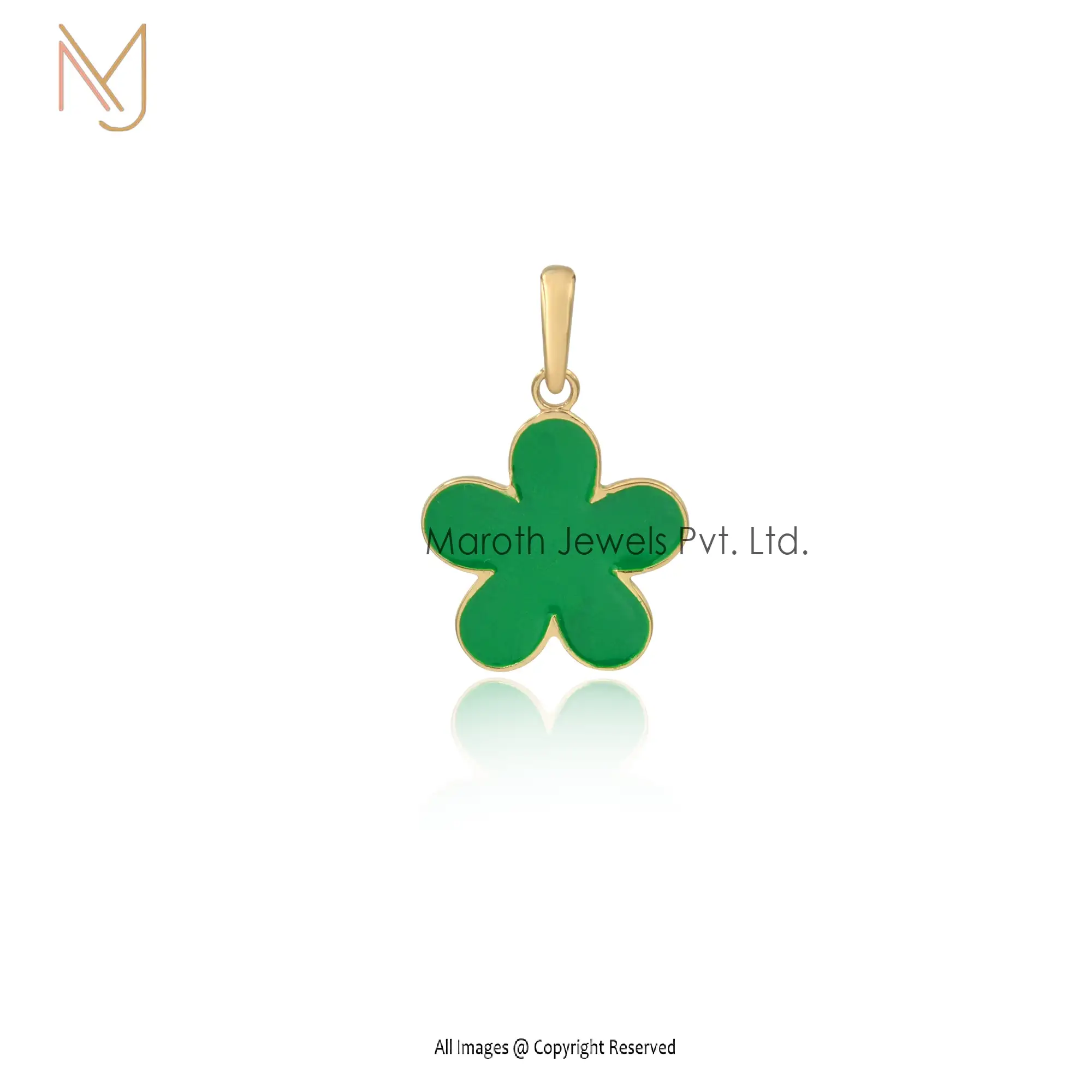 14k Yellow Gold Plated Flower Charms Pendant Wholesale