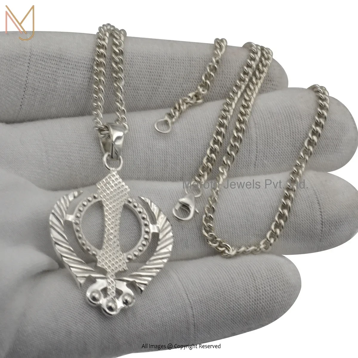 925 Silver Natural Silver Plated Sikh Khanda Pendant Custom Jewelry