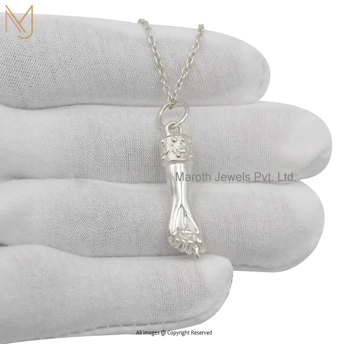 925 Silver Natural Silver Plated Figa Hand Charm Pendant Jewelry Supplier