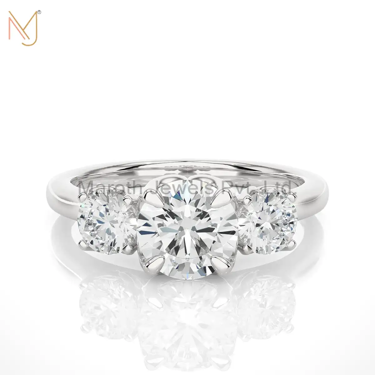 925 Silver Yellow Gold Plated Moissanite Diamond Round Ring Custom Jewelry