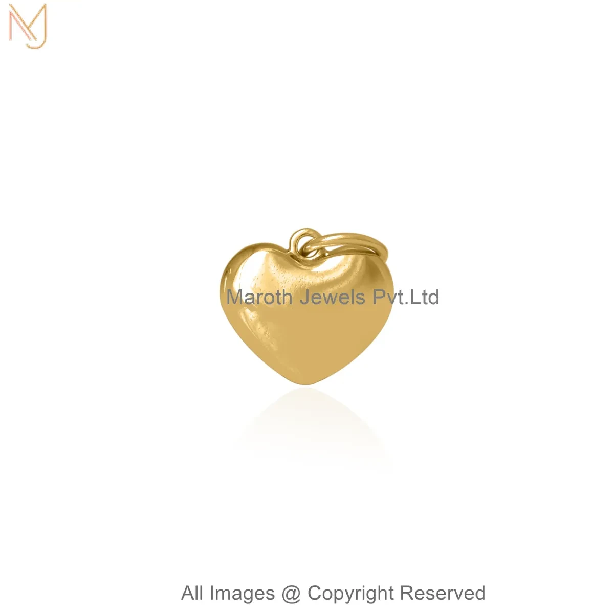 14K Yellow Gold Heart Charm Pendant Jewelry Supplier