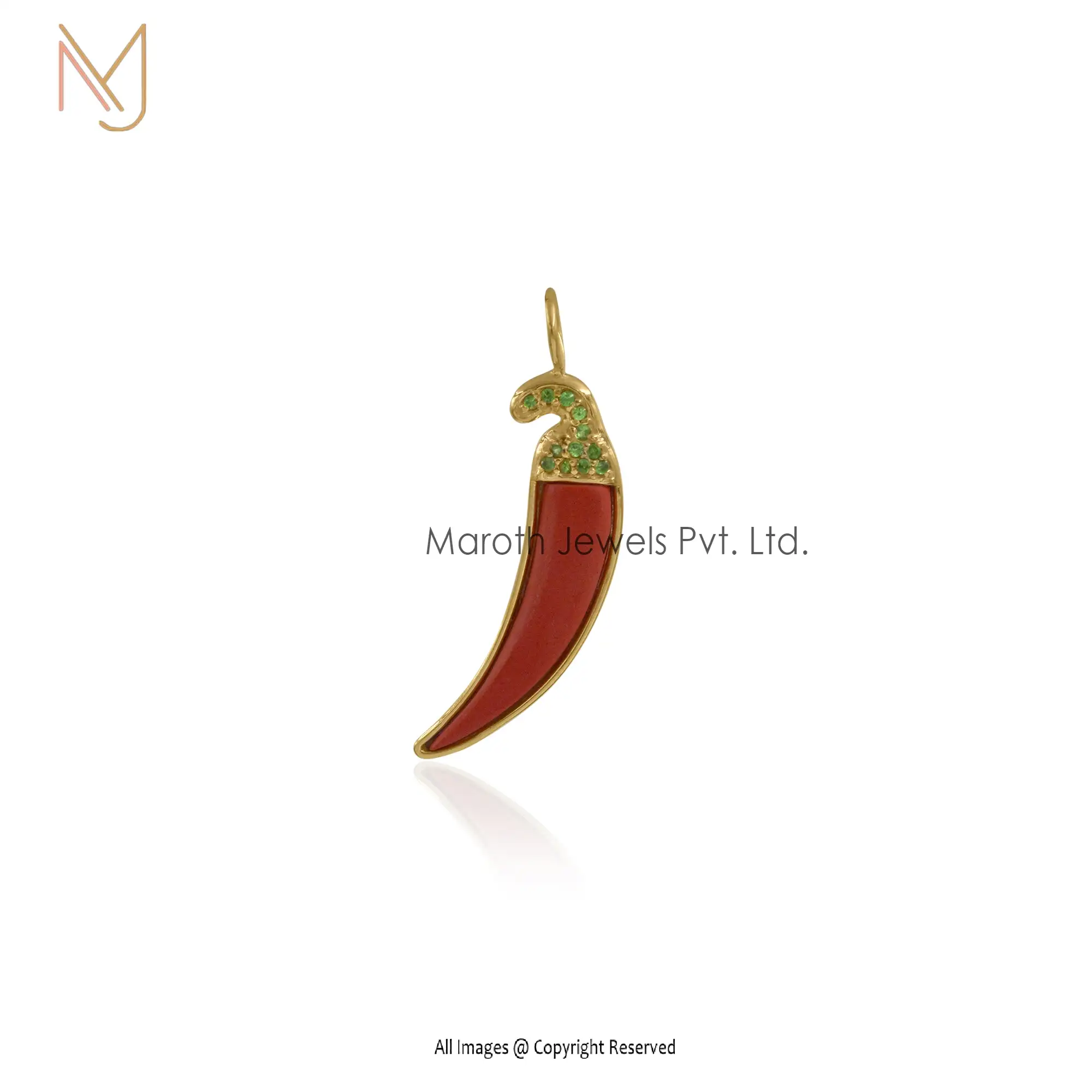 14k Yellow Gold Plated Chili Pendant Manufcturer