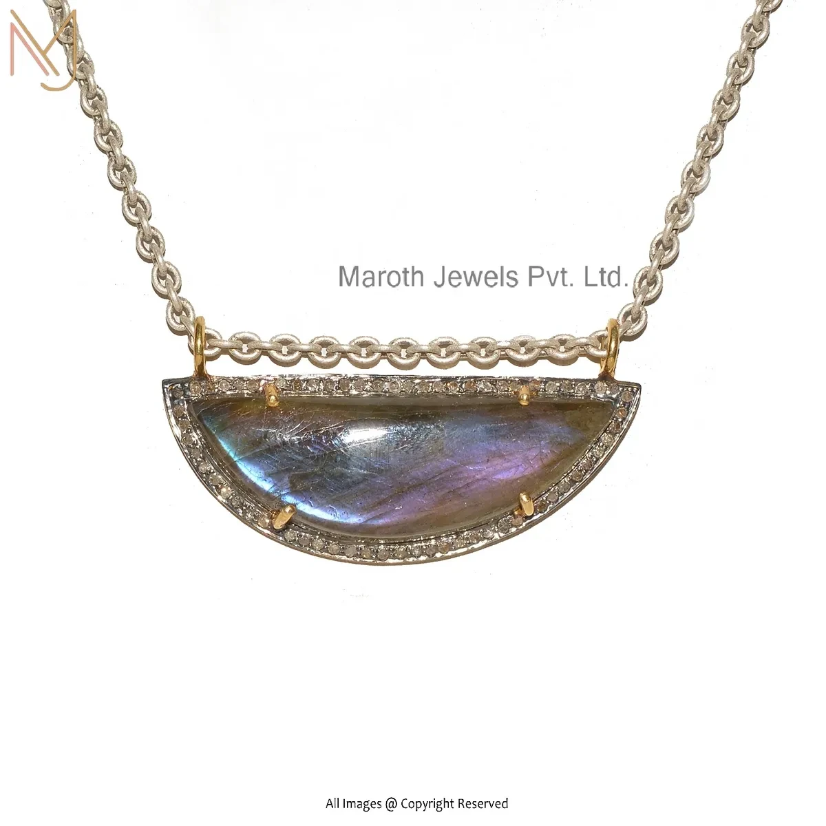 925 Silver Rhodium Plated Diamond Labradorite Gemstone Pendant Manufacturer