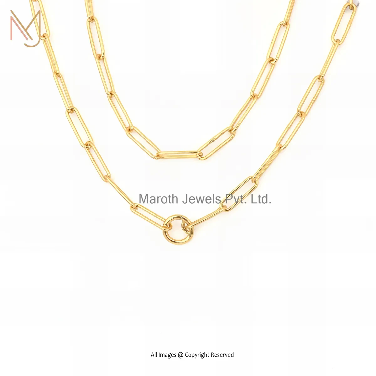 Wholesale 14K Yellow Gold Paperclip Link Chain Necklace Jewelry