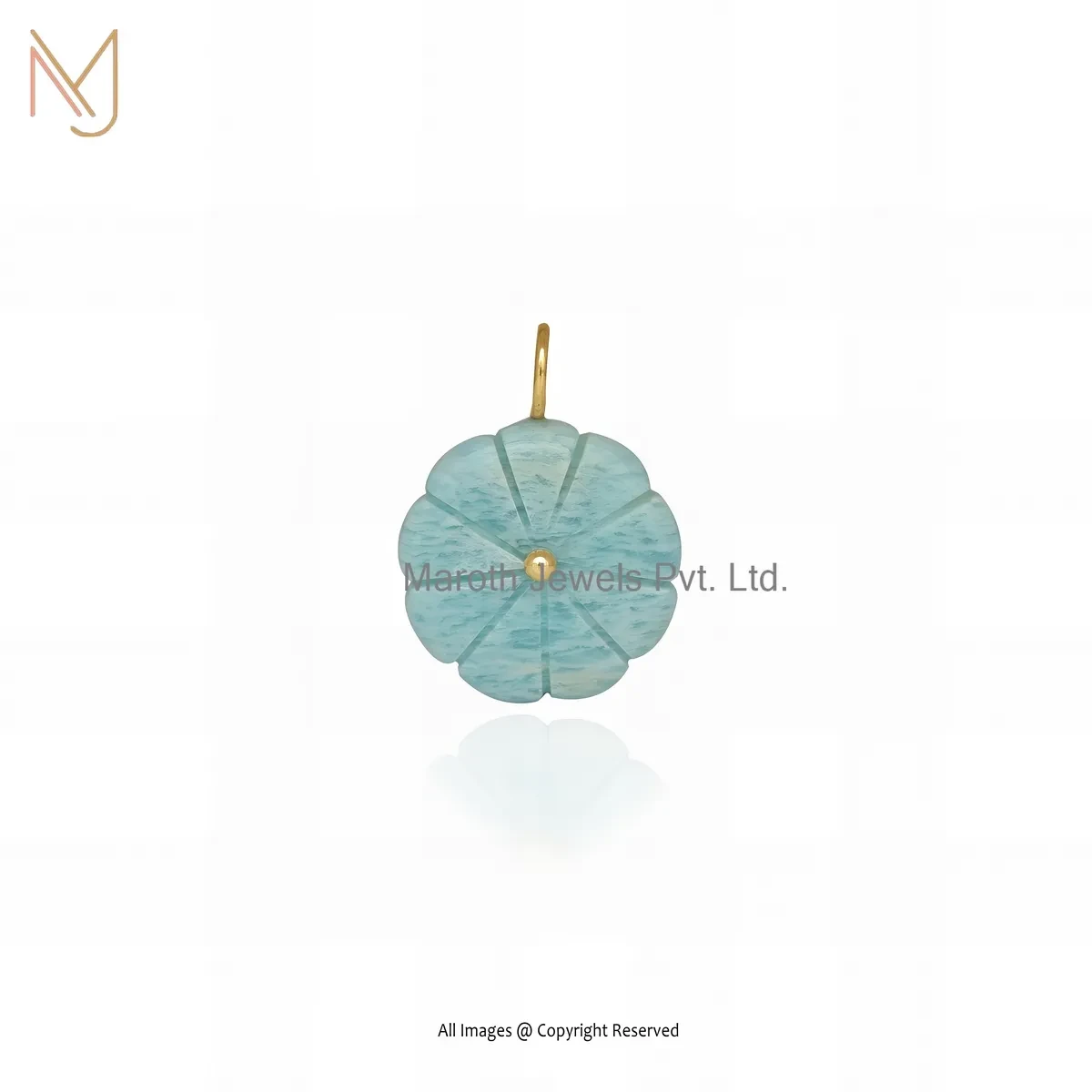 925 Silver Yellow Gold Plated Amazonite Gemstone Flower Pendant Manufacturer