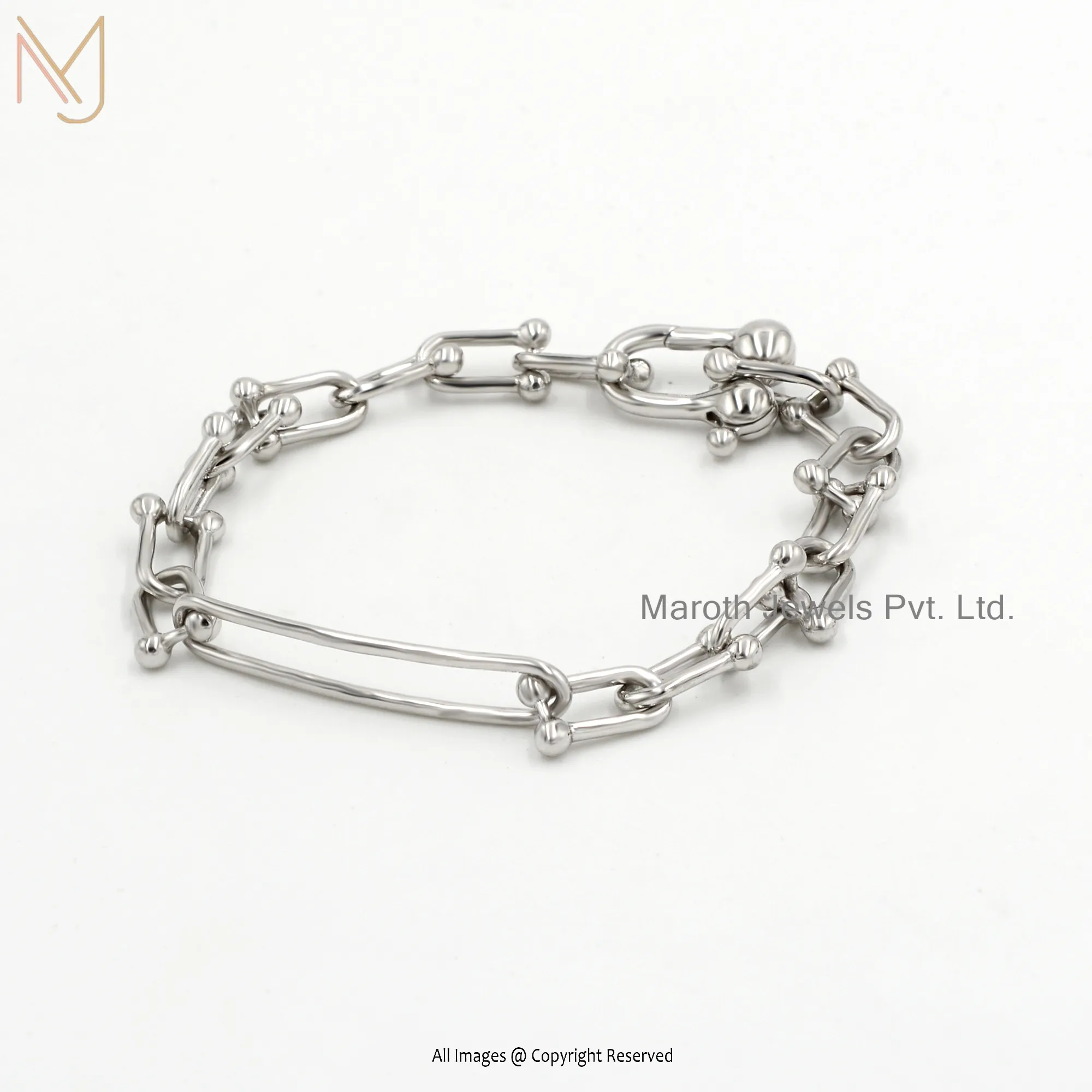 Private Label 925 Sterling Silver U Link  Bracelets Jewelry