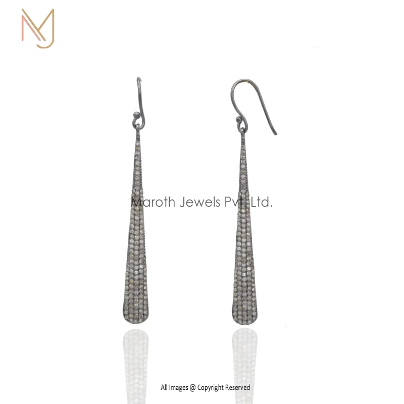 925 Silver Pave Diamond Spike Drop And Dangle Earrings Jewelry manufacturer