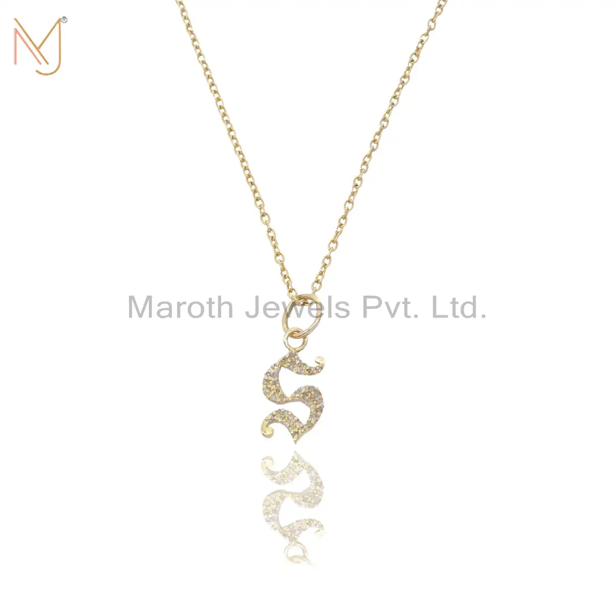 925 Silver Yellow Gold Plated Diamond Gothic S Pendant Jewelry Manufacturer