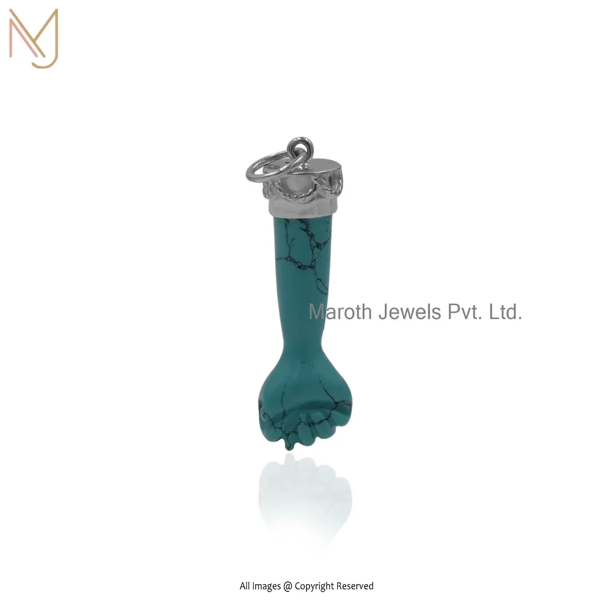 925 Silver Natural Silver Plated Turquoise Figa Hand Pendant Jewelry Supplier