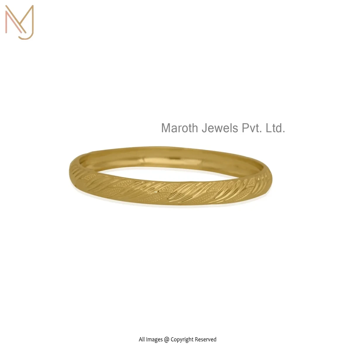 14K Yellow Gold Engraving Bangle Bracelet Custom Jewelry