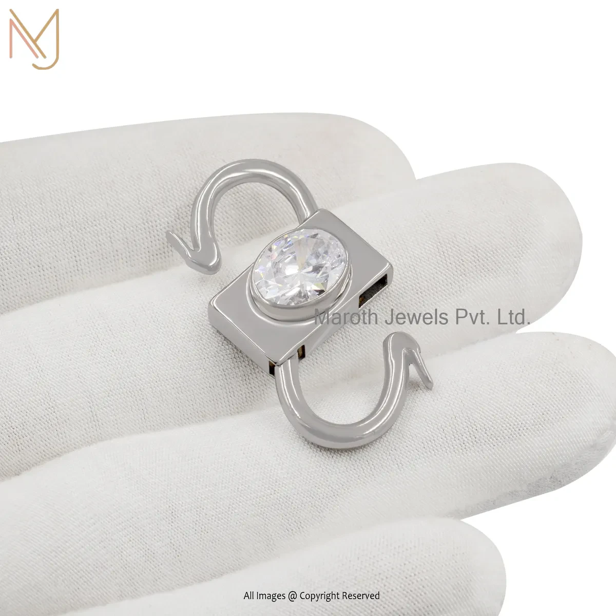 14K Yellow Gold Pink Sapphire Padlock Charm Holder Manufacturer