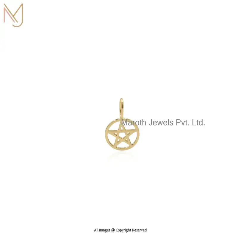 Private Lable 925 Sterling Silver Yellow Gold Plated Round Toned Star Pendant