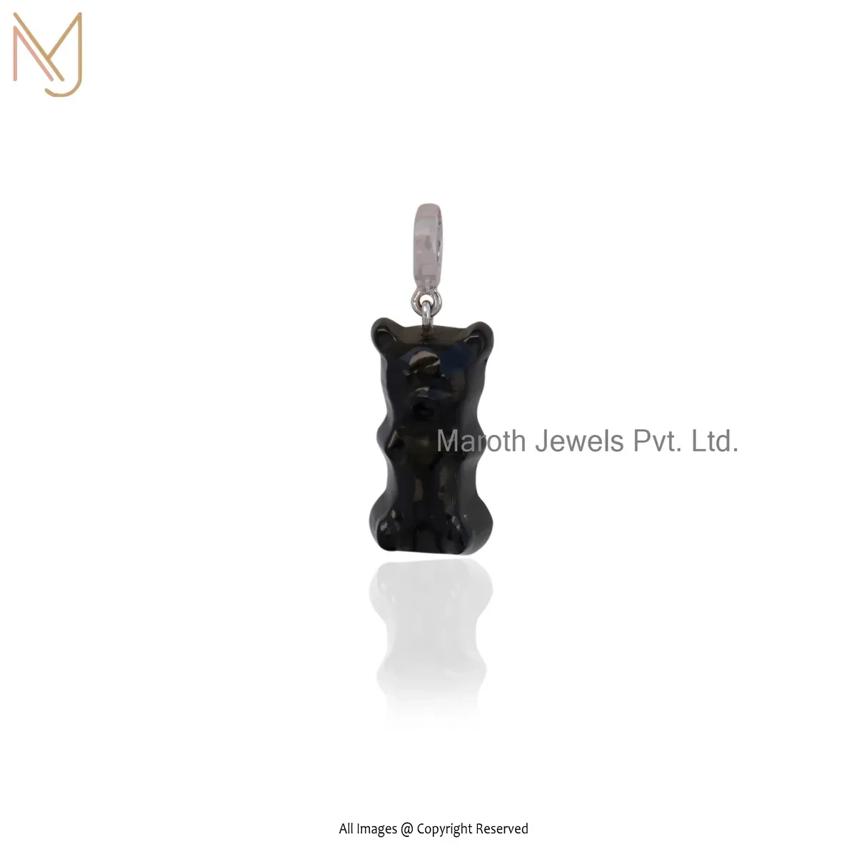 925 Silver Natural Silver Plated Black Onyx Teddy Bear Pendant Jewelry Supplier