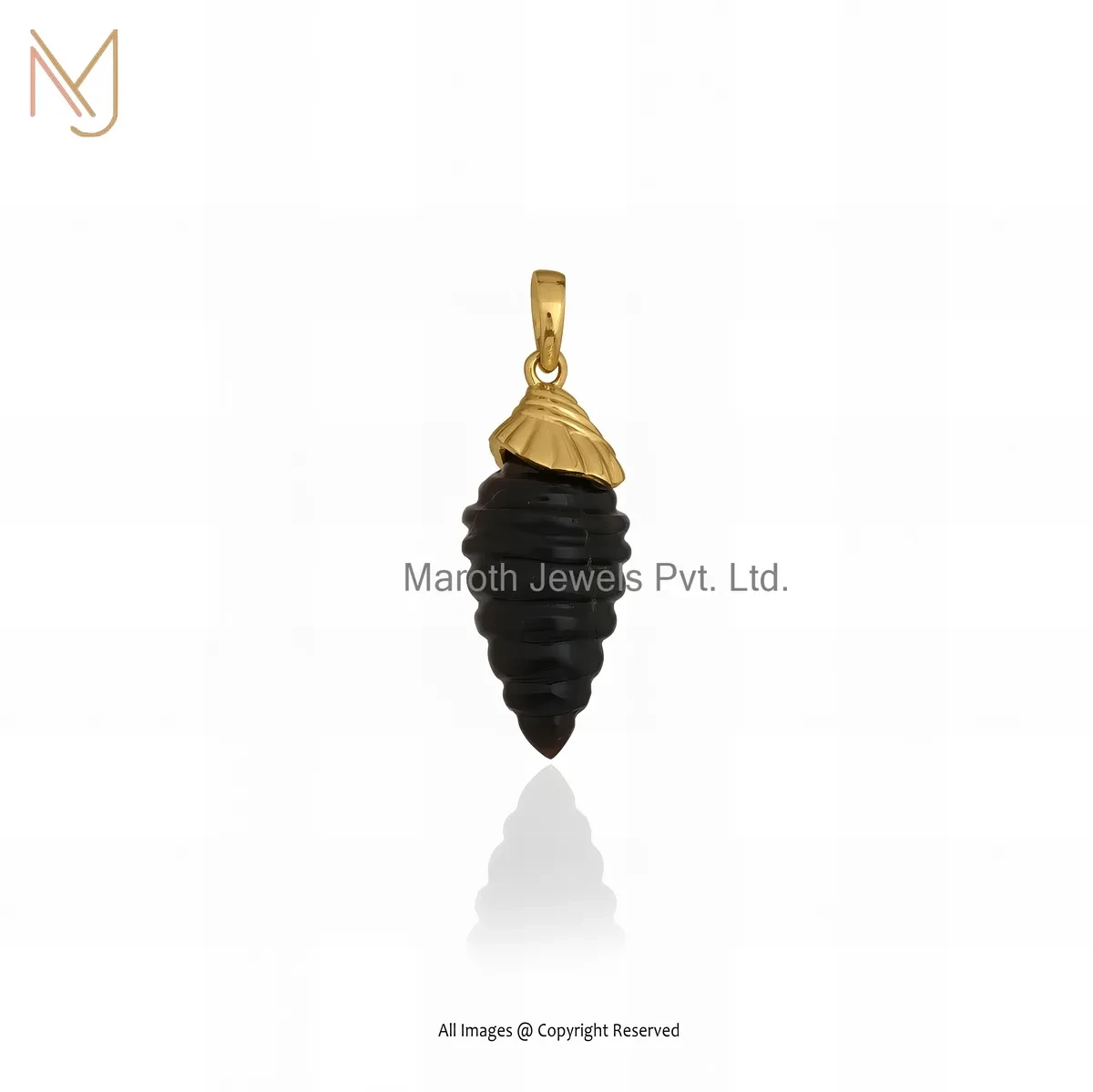 925 Silver Yellow Gold Plated Tiger Eye Shell Pendant Custom Jewelry