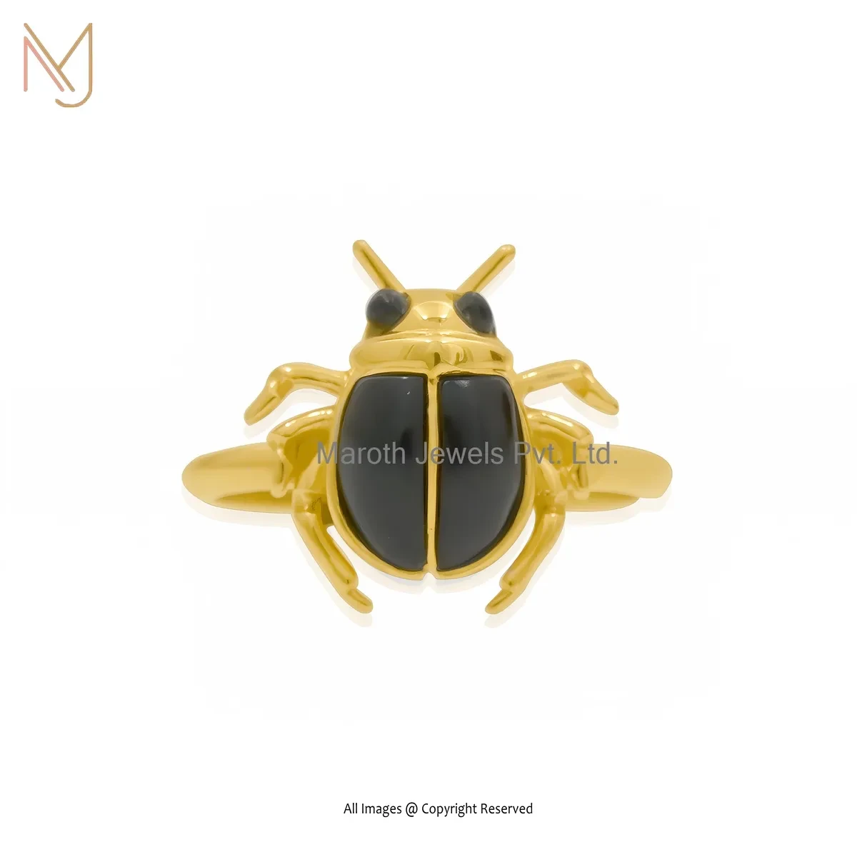 925 Silver Natural Silver Plated Malachite Scarab Ring Custom Jewelry