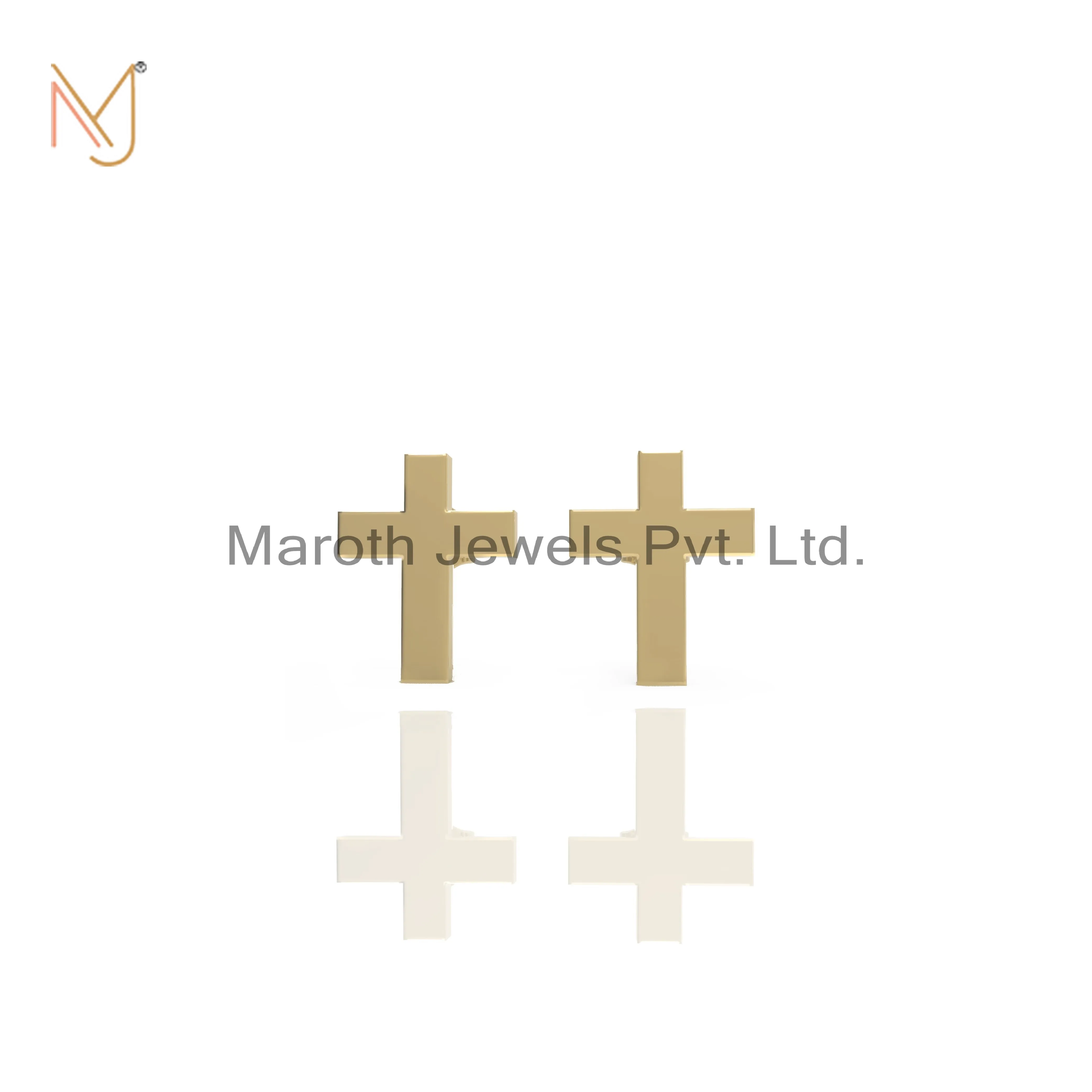925 Silver Yellow Gold Plated Cross Earring Jewelry Manufacturer