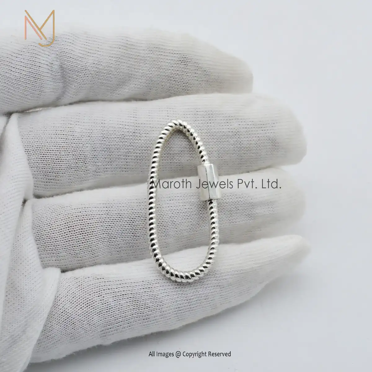 925 Silver Yellow Gold Plated Wire Nut Carabiner Lock Jewelry Manufacturer