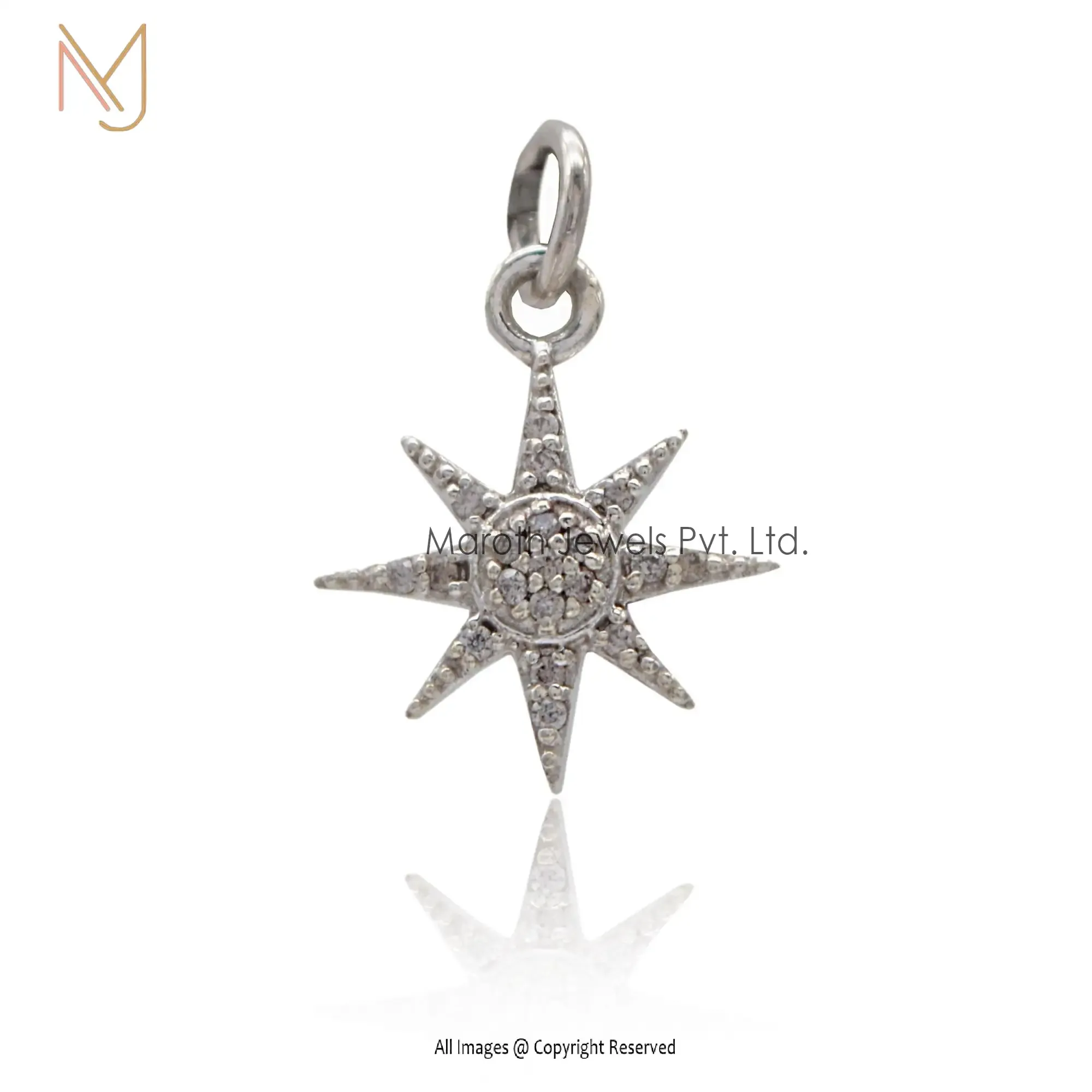 14k Gold Pave Diamond Star Pendant Jewelry Manufacturer