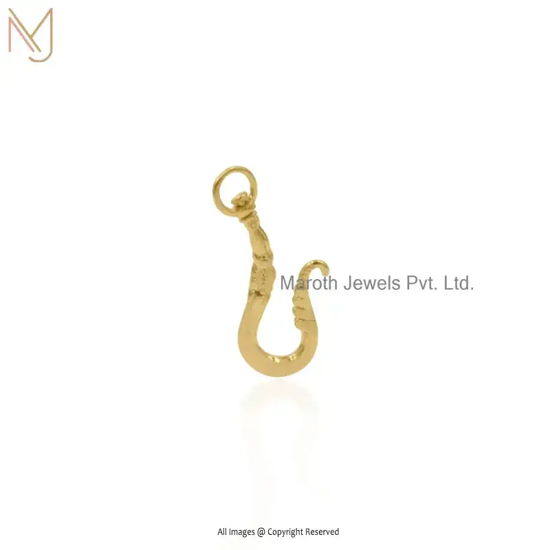 925 Silver Yellow Gold Plated Shepherds Hook Pendant Manufacturer