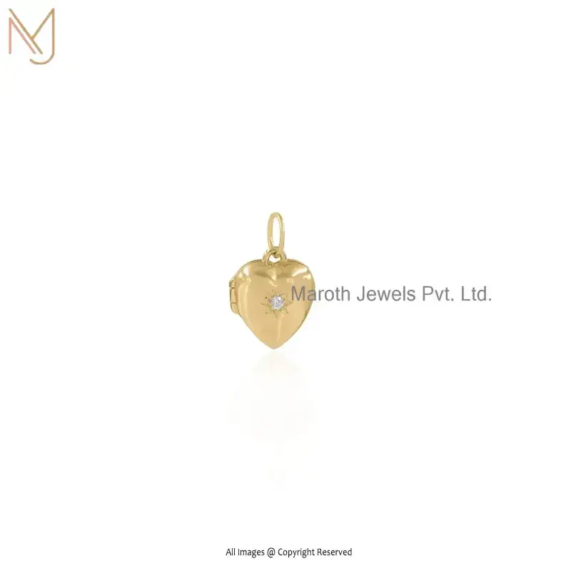 925 Silver Yellow Gold Plated Cubic Zircon Heart Gemstone Pendant Custom Jewelry