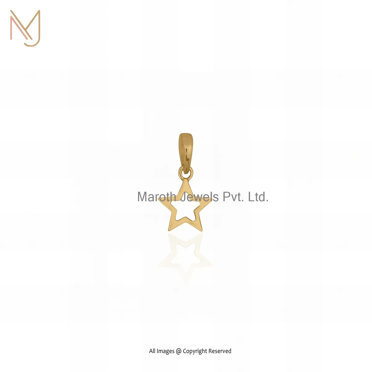 925 Silver Yellow Gold Plated Star Charm Pendant Custom Jewelry