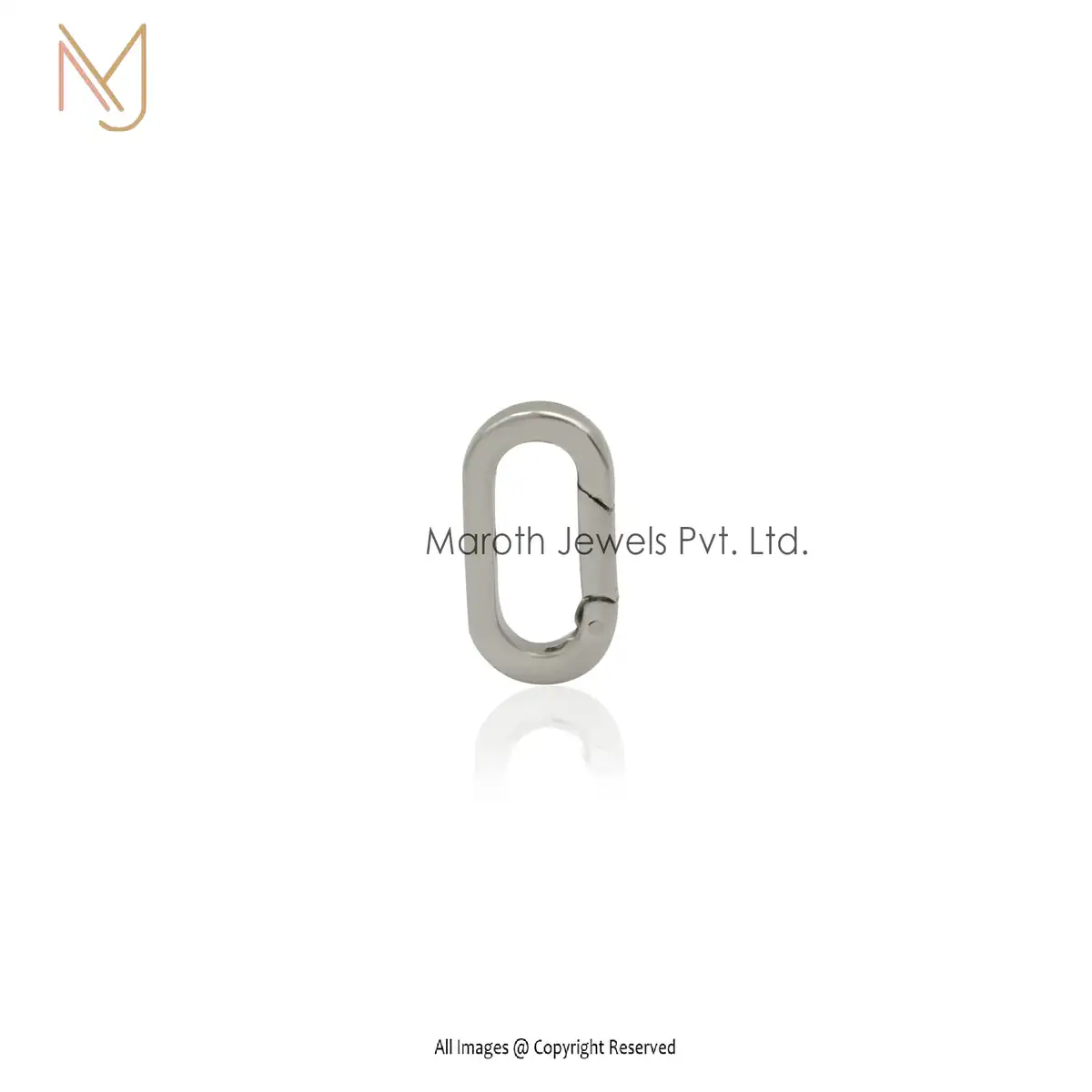 14k White Gold Plated Oval Charms Holder Jewelry Manufacturer