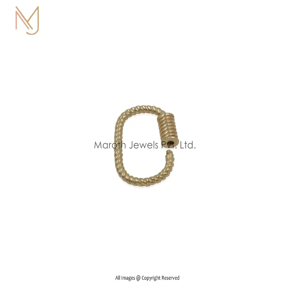 Private Label 14K Yellow Gold Twisted Carabiner Lock