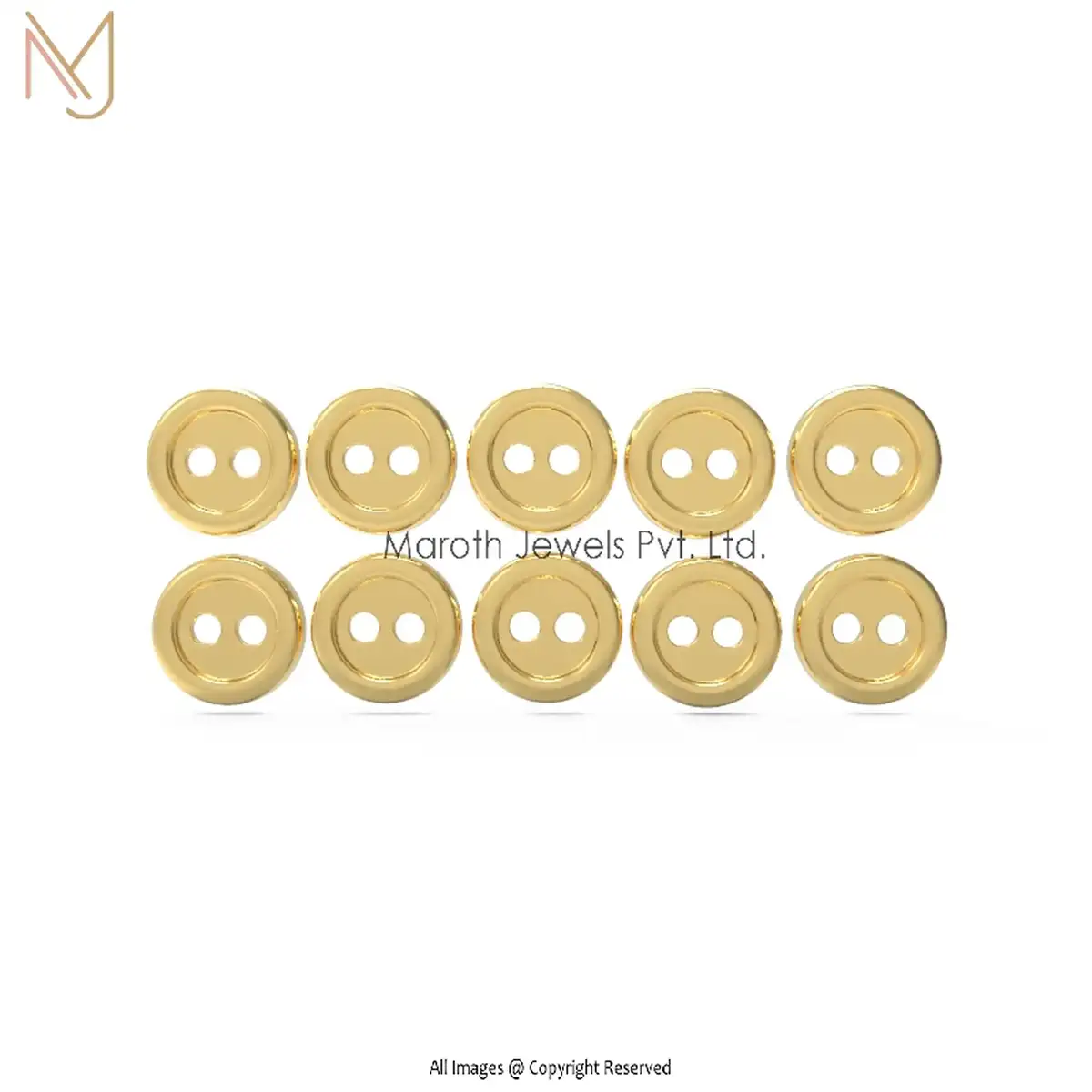Wholesale 14K Yellow Gold 10 Piece 2 Hole Round Buttons