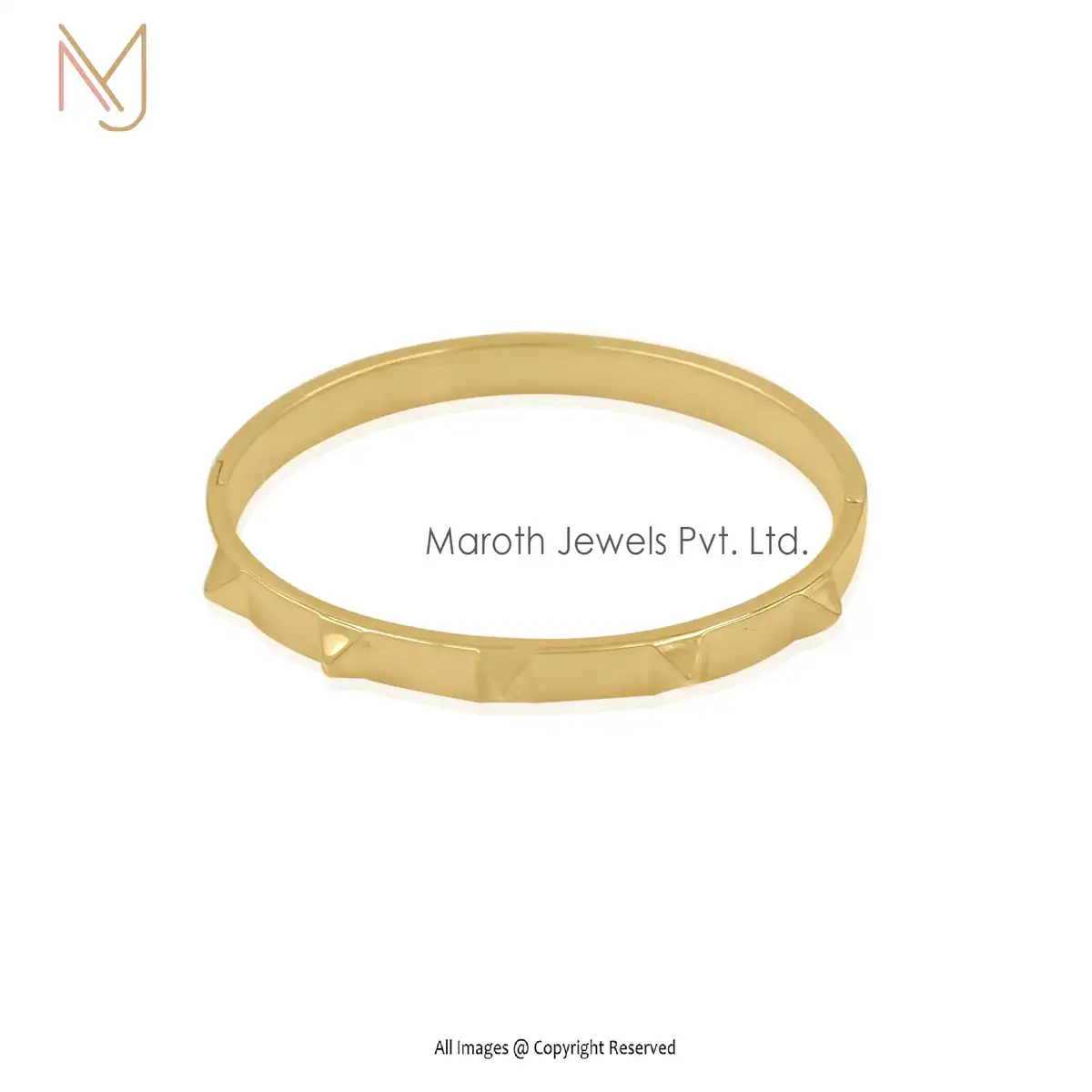 925 Natural Silver Square Pyramid Rivet Bangles Manufacturer