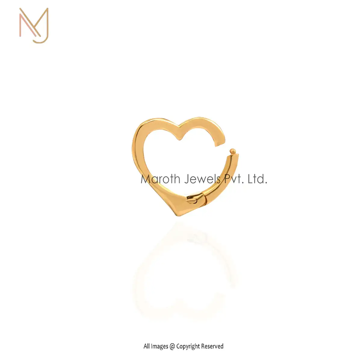 14K Yellow Gold Heart Charm Holder Pendant Manufacturer