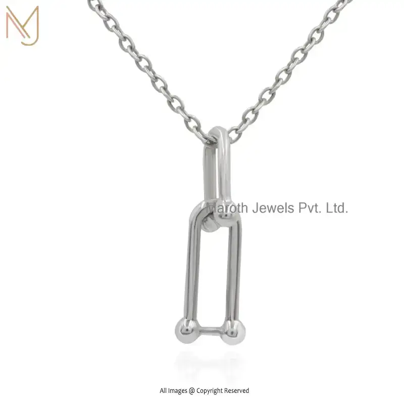 925 Silver Natural Silver Plated Lock Loop Pendant Custom Jewelry