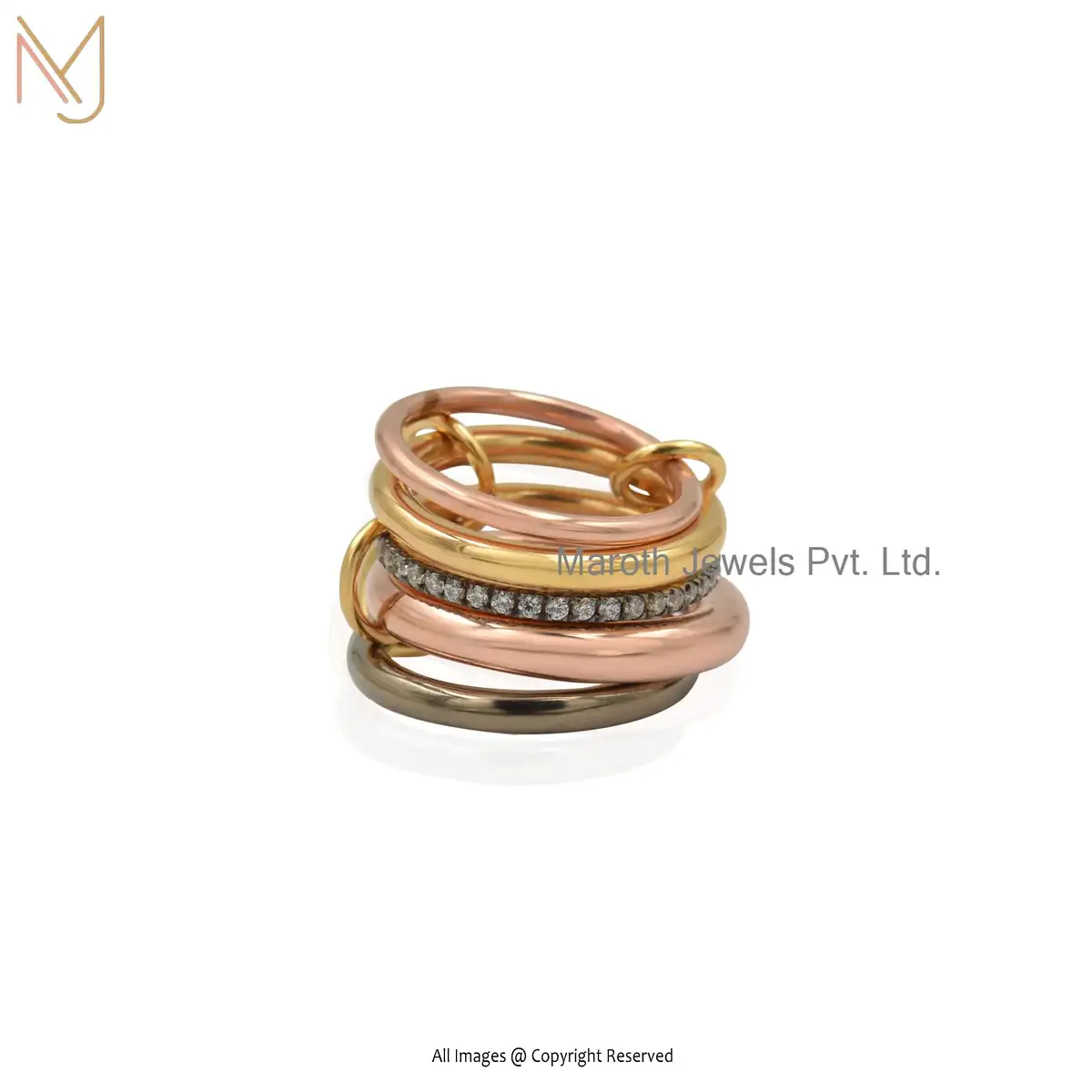 Wholesale 925 Silver Pink Sapphire Connector Band Ring