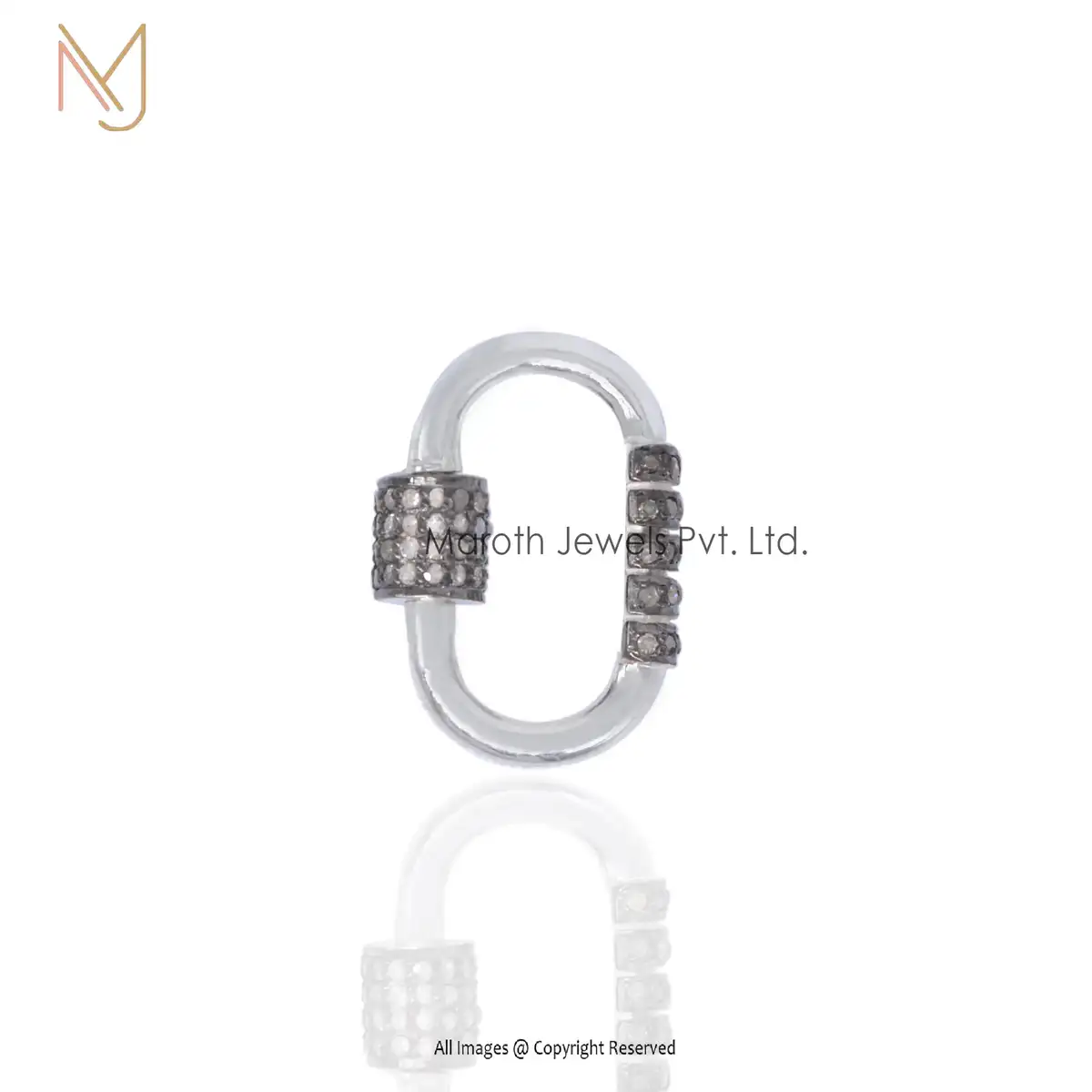 Private Label 925 Silver Yellow Gold And Black Rhodium Pave Diamond Carabiner Lock