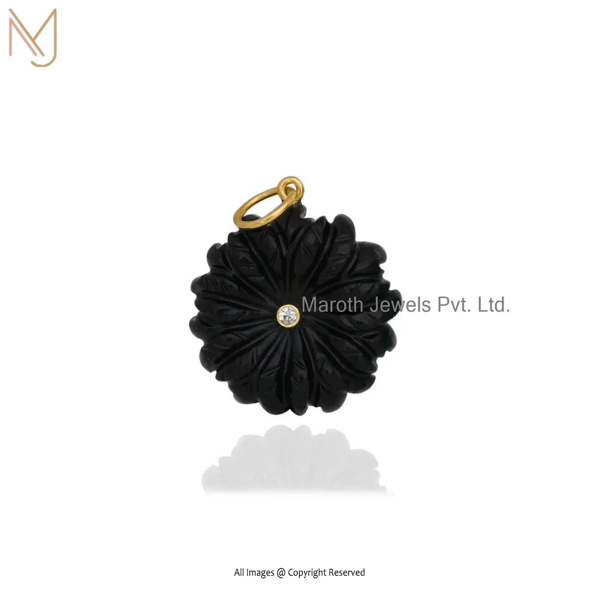Wholesale 925 Silver Yellow Gold Plated Cubic Zircon & Amazonite Flower Pendant