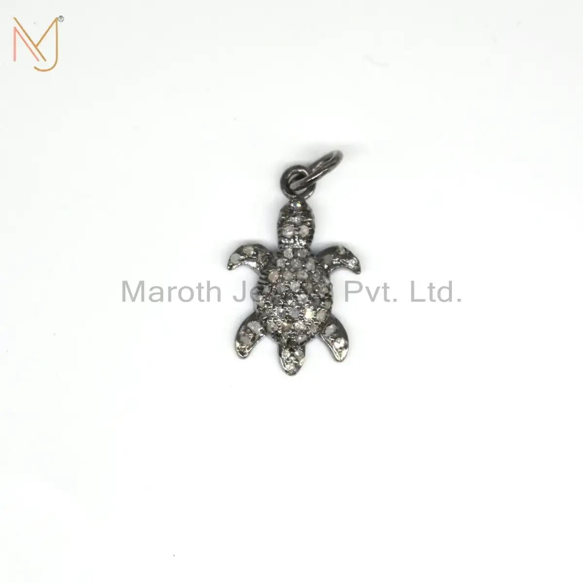 925 Silver Black Rhodium Plated Pave Diamond Charms Pendant Manufacturer