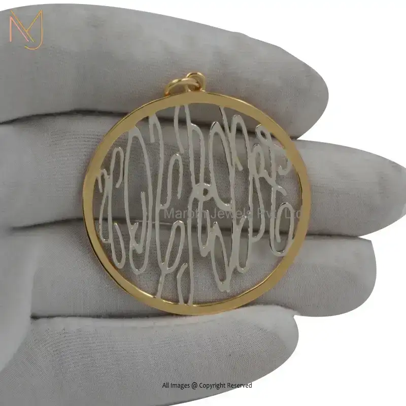 Wholesale 925 Silver Natural Silver Yellow Gold Plated Two Tone Disc Handmade Jewelry Pendant