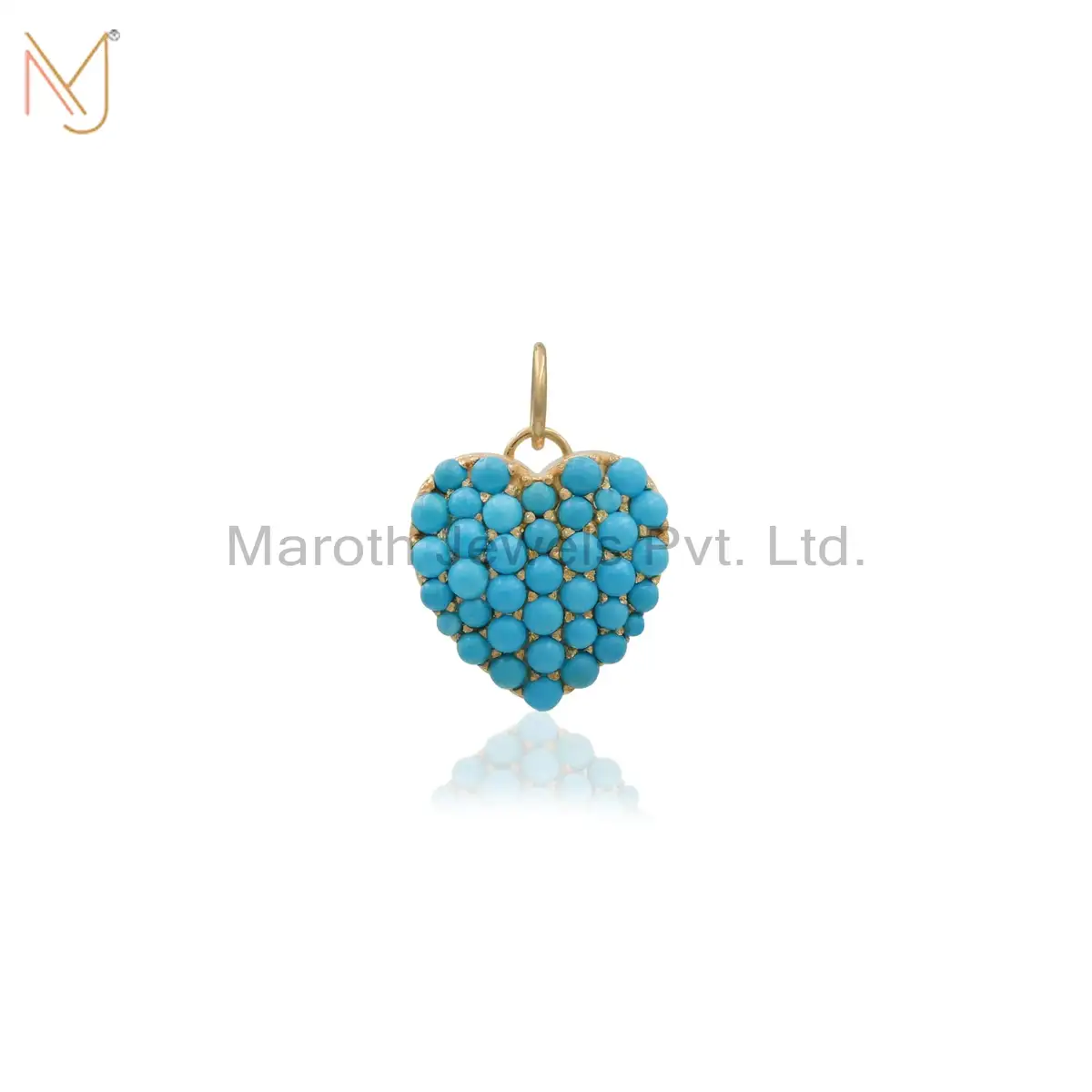Wholesale 14K Yellow Gold Turquoise Heart Pendant Jewelry