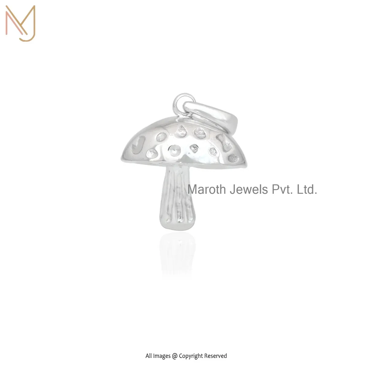 14K White Gold Mushroom Pendant Jewelry Supplier