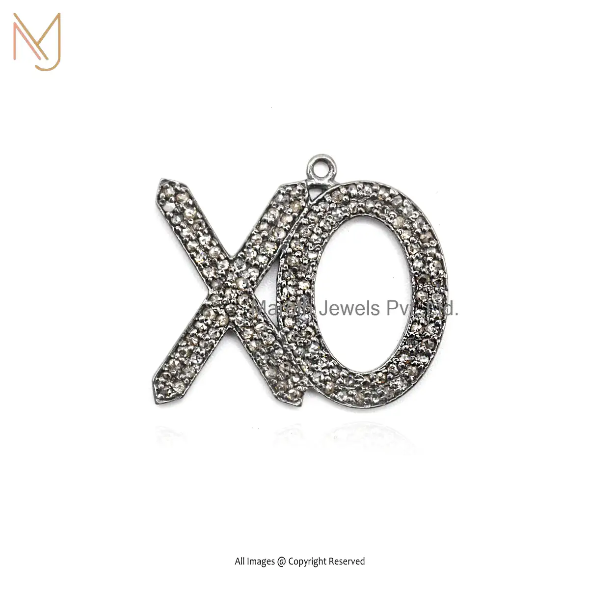 Private Lable 925 Silver Rhodium Plated Pave Diamond XO Designer Charms Pendant Jewelry