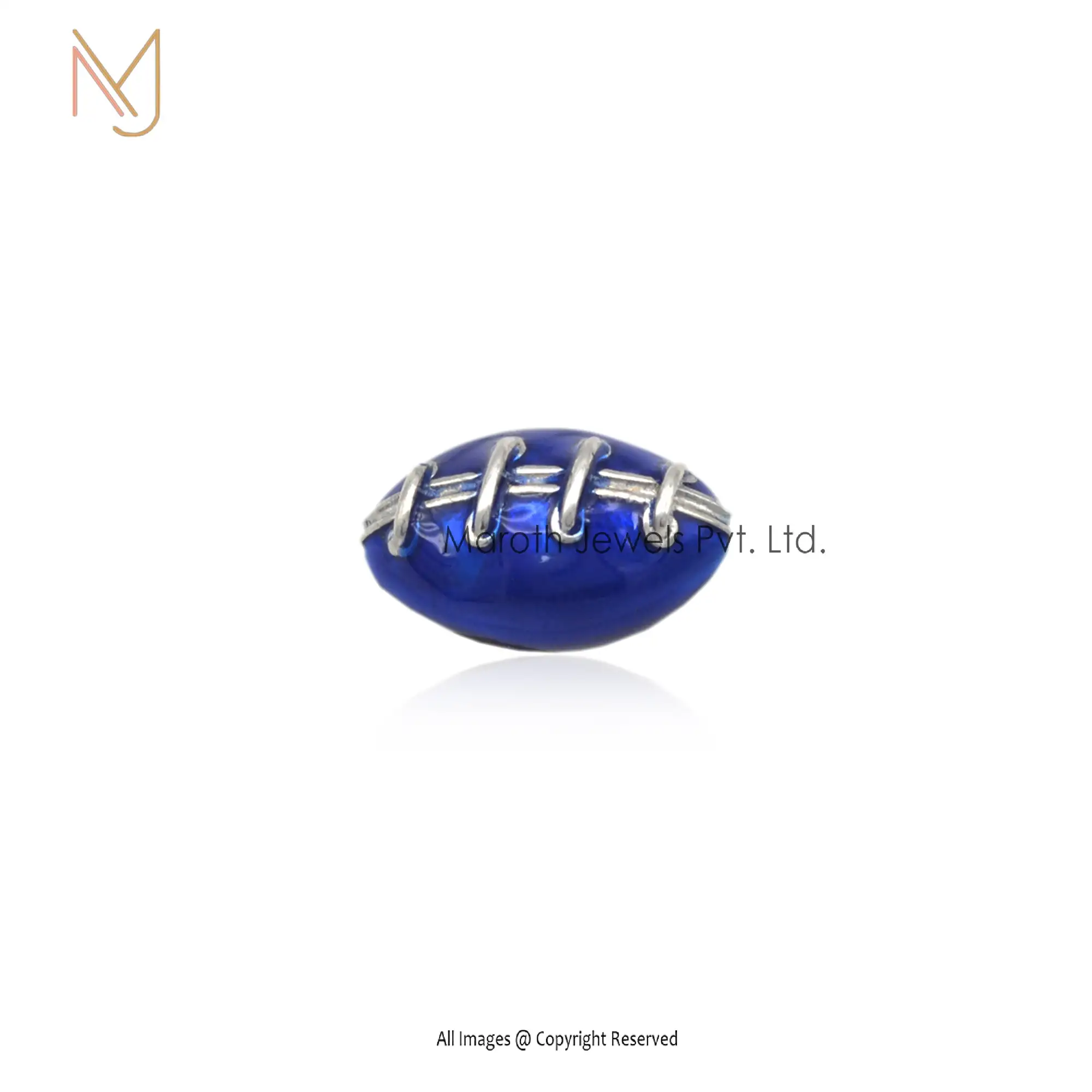 925 Silver Beads Blue Enamel Finding Jewelry Manufacturer