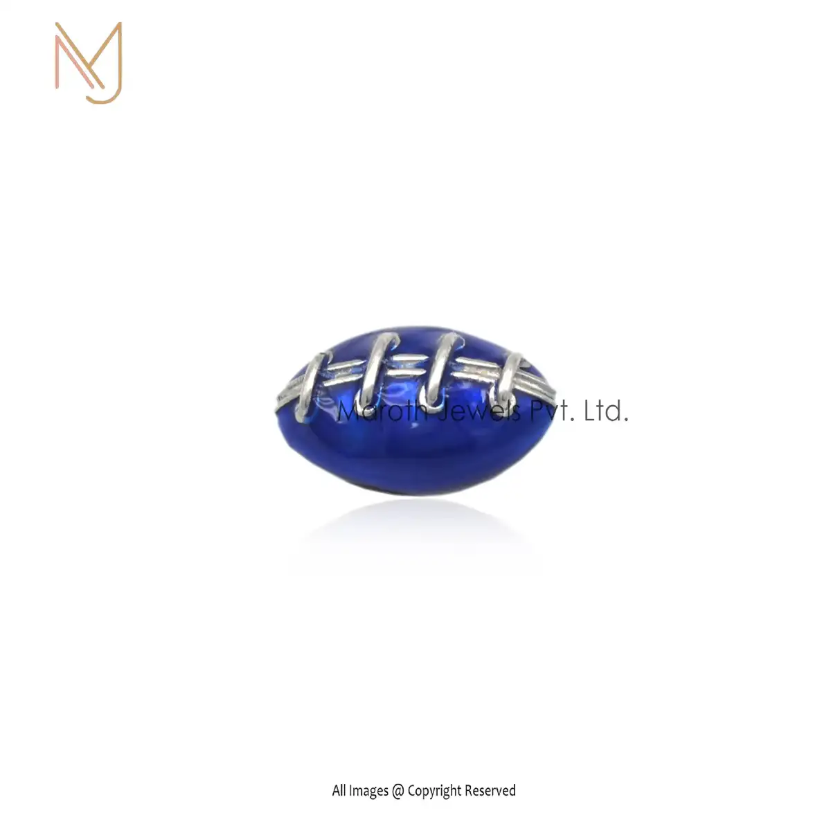 14K Yellow Gold Beads Blue Enamel Finding Jewelry Manufacturer