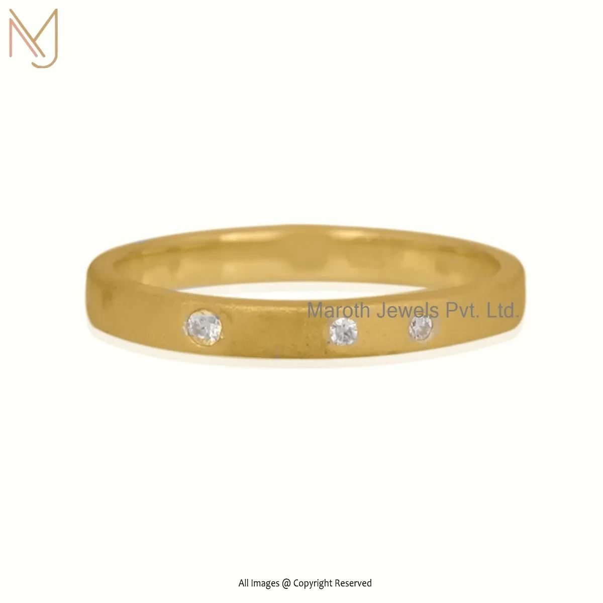 Wholesale 925 Silver Yellow Gold Plated Round Disc Diamond & Moissanite Band Ring