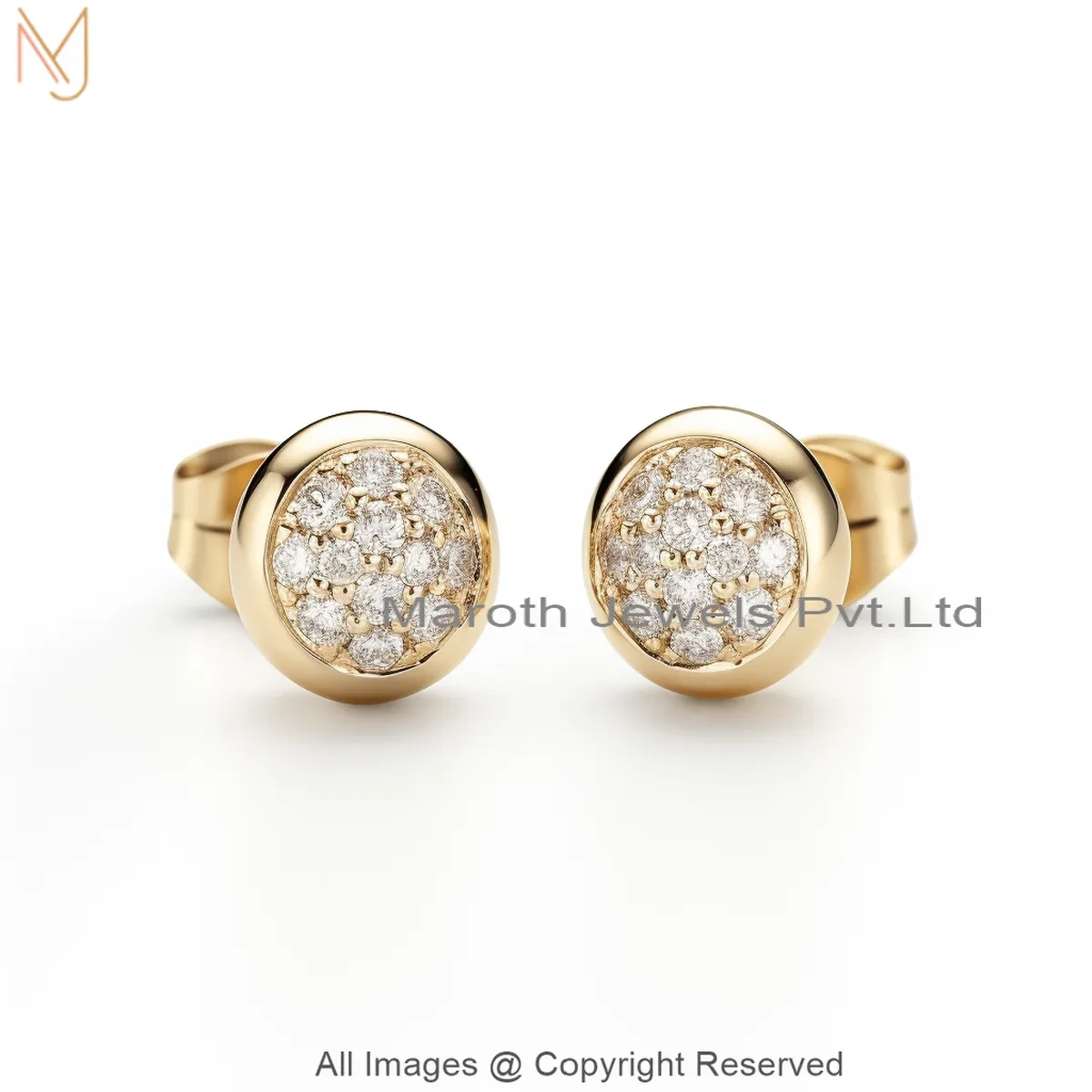 Wholesale 925 Silver Yellow Gold Plated Moissanite Classic Gold Diamond Cluster Stud Earring
