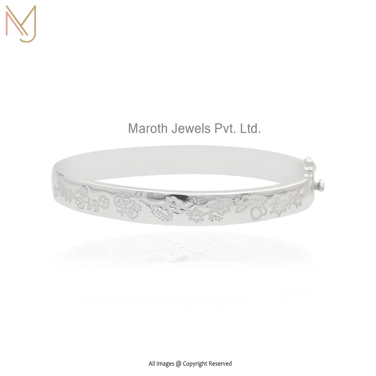 14K White Gold Birth Month Flower Bangle Manufcaturer