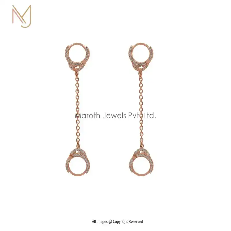 Wholesale 925 Silver Moissanite Chain Cuff Earrings Manufacturer